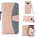 Produktbild Obamono Samsung Galaxy Note 9 Fall, PU Leder Brieftasche Flip Schutzhülle Schützende Haut Hülle mit Kartenfächern und Ständer für Samsung Galaxy Note 9, Rose Gold + Dark Blue