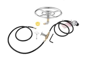 DRELD Juego de quemador de gas propano para chimenea, kit de 12 pulgadas, quemador de anillo de gas, kit de instalación de acero inoxidable 304 para barbacoa de gas Firebowl