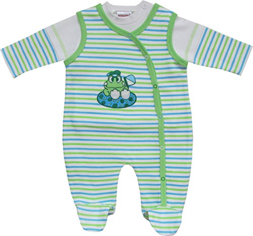 Schnizler Unisex Baby Clothing Set Frog Neck Long Sleeve Romper, Green (Original), 6-9 Months (Manufacturer Size:68)