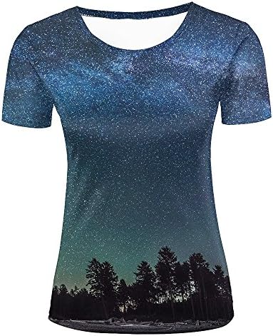 Mens Womens T Shirt 3D Printed Graphic Shirt Forest Glowing Stars Short Sleeve Shirts Summer Casual Tops Tees M