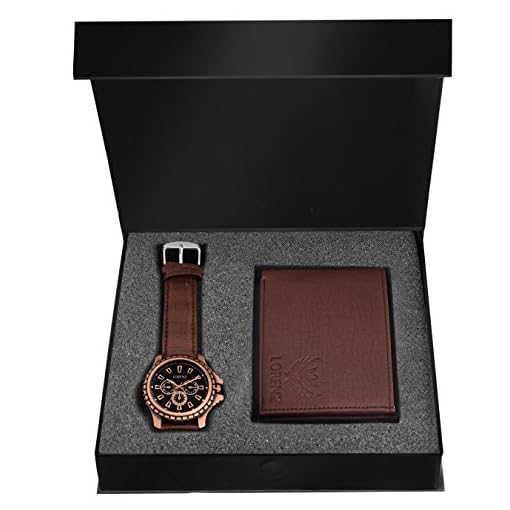 LORENZ Men's Gift Combo Set - Brown Analog Watch & Brown PU Leather Wallet | Stylish Gents Watch and Wallet Gift Set for Men | Ideal for Birthday, Anniversary, Rakhi, Diwali Gifts