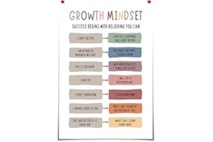 BFADMN Growth Mindset Poster Therapie Büro Dekor Klassenzimmer Kunst Pädagogische Poster Berater Psychologe Druck Beruhigende Ecke Positive Spielzimmer Herausfordernde Gedanken Affirmation 30,5 x 40,6