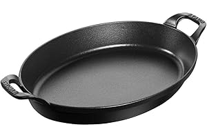 STAUB Plat Empilable en Fonte, Ovale, Ø 32 cm, 2,20 L, Noir Mat