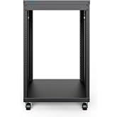DIGITUS Universal 19 Inch Rack &ndash; 16U &ndash; Audio Rack &ndash; Unmounted | 18" useful depth - European or US fixing thread - With wheels