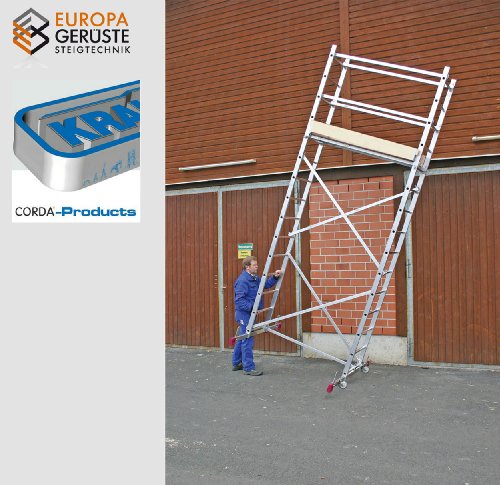 Krause CORDA Montagegerüst mit 2×15 Trittstufen, 5 m Arbsitshöhe, 1500 mm x 520 mm Plattform Durchmesser - 2
