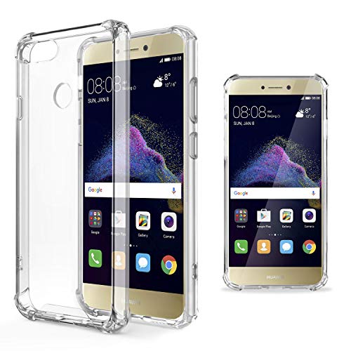 Moozy Funda Silicona Antigolpes para Huawei P8 Lite 2017 - Transparente Crystal Clear TPU Case Cover TPU Flexible