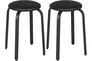 Lestarain Taboret do jadalni, 2-częściowy zestaw, stołek okrągły, stołek do siedzenia można układać w stos, taboret kuchenny, tapicerowany taboret z obiciem ze sztucznej skóry, stołek do jadalni,