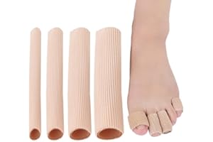Youery Zehenkappenschutz,4 pcs Stoffschutz für geschlossene Zehenoberfläche mit weichem Gelfutter,Zehenschutz Separator,Schlauchbandage Druckschutz,zur Polsterung der Zehenblende,Hühneraugen,Hornhaut