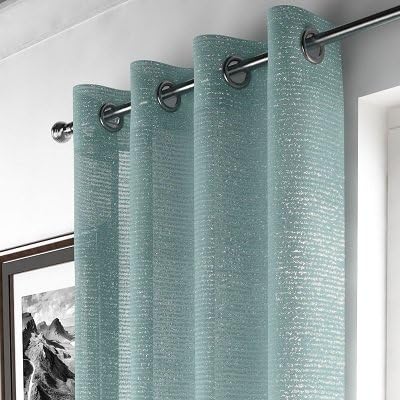 Adele Shimmer Voile Panels/Curtains In 6 Great Colours,Chrome Ring Top, Assorted Drops (108" Drop, Duck Egg)