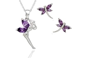 Crystalline Azuria Fata Tinkerbell Collana Orecchini a Lobo Con Cristalli di Zirconi 18ct Placcato Oro Gioielleria Parure per Donne e Bambina