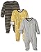 Mamas & Papas Baby-Boys Mamas And Papas 3 Pack Giraffe All In One Long Sleeve Set of 3 Footies, Yellow (Mustard), 3-6 Months