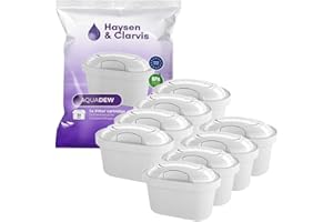 Haysen & Clarvis Wkłady filtrujące do wody kompatybilne z Brita Maxtra, PearlCo, BWT, Dafi, AmazonBasics, 8 sztuk