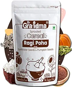 ByGrandma Sprouted Cereal - Sprouted Ragi, Poha Rice, Sunflower seeds, Pumpkin Seeds Instant Food For little ones | Preservative Free Instant Porridge Mix for kids | 280g (Pack of 1)