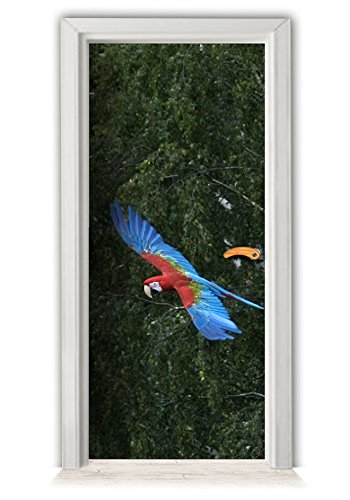 Preisvergleich Produktbild Papageien - Türaufkleber Möbelaufkleber Wandtattoo Kühlschrankaufkleber bekleben Fotomotivaufkleber
