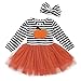 Produktbild BaZhaHei BaZhaHei Kinder Baby Mädchen Kürbis Striped Print Langarm Halloween Kleid + Stirnbänder Gesetzt (Mehrfarbig, 3T)