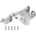 dingchi Sliding Bolt Gate Door Latch Lock, Slide Bolt Lock, 4 Inch Stainless Steel Security Barrel Latch Hasp with Padlock Hole for Fence Interior Door Brushed Finish