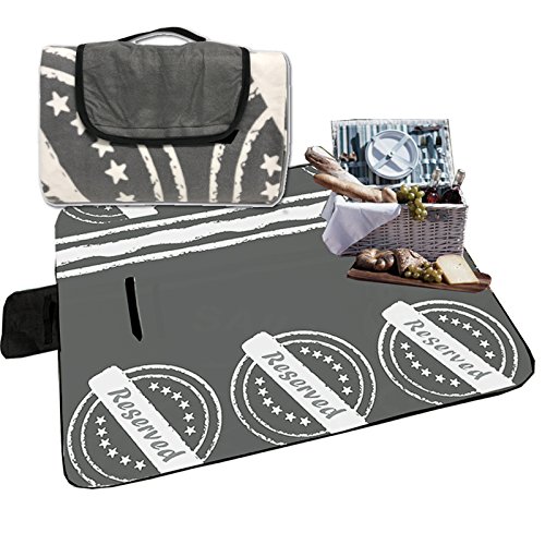 Picknickdecke von JEMIDI XXL Thermo 200cm x 180cm Riesen Picknick Decke Schwimmbad Reise Camping Decke Strand Picknick Große Decke Stranddecke Strand Decke Familien ( Grau 200cm x 180cm) - 2