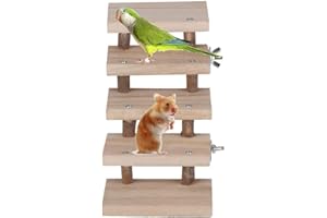 TeTupGa Hámster de madera natural jaula para mascotas pájaro plataforma loro juguete escalada 5 capas escalera accesorios puente Springboard herramienta de entrenamiento