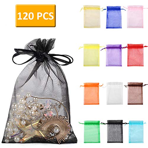 Wanap Organza Bags, 120pcs 10x15cm Wedding Favor Bags Bolsas de Regalo para Fiestas, 12 Colores Bolsas para Joyas