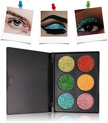 Glitter Eyeshadow Palette, TOFAR 6 Colors Pressed Glitter Powder Eye Shadow Pallet Sparkling Metallic Shimmer Glitter Cream Palette Highly Pigmented and Long Lasting Mineral Cosmetic Makeup Kit - #3