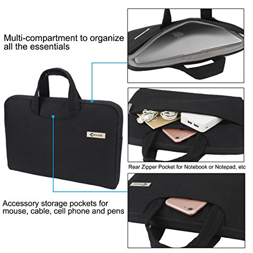 Zikee 13-13,3 Zoll wasserfeste und 360° stoßfeste Aktentaschen als Schutz für Ihren Laptop/Notebook mit Handgriff (Schwarz) - 3
