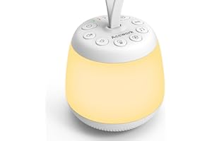 Accwork White Noise Machine, Portable Sound Machine Baby Sleep Aid with Dimmable Night Light for Kids Adults, 21 Soothing Sounds, Continuous or Timer for Sleeping Nursery Travel, USB Rechargeable