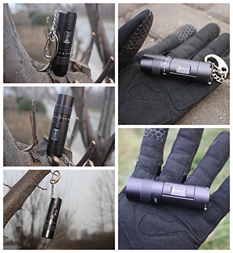 WUBEN® E346 Tragbare Taschenlampe Wasserdichte IPX-8 wiederaufladbare CREE XP-G2 LED Taschenlampe mit USB gerade füllenden Anschluss Inklusive 16340 Akku Real 300 Lumen Original Unique Design Militär grade III hart eloxiert Aluminiumlegierung Schwarz - 7