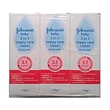 Johnsons Baby-3 in 1 Nappy Pflegecreme mit Zinkoxid - 3 x 110gm