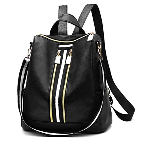 Preisvergleich Produktbild Rucksack Pu Leder Freizeit Große Kapazität Reisetasche Aus Weichem Leder,Blackandwhiteblack-OneSize