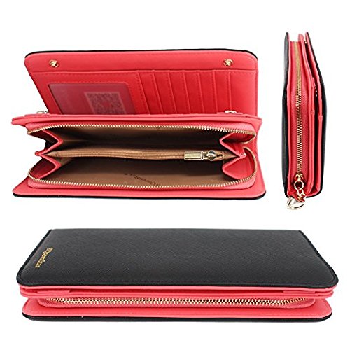 KQueenStar Ladies Purse Women Long Leather Wallet Fashion Card Holder Purse(Black)