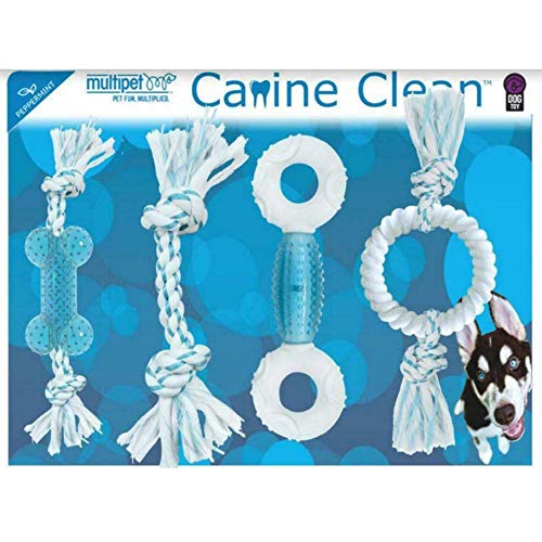 Multi Pet 2 x Canine Clean Peppermint Flavoured Dental Dog Chew Toys, 4 Pack