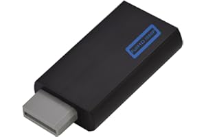 MUGAST Adaptateur de conversion Wii vers HDMI pour Full HD, adaptateur Wii HDMI avec sortie 3,5 mm, aucune perte de transmission, prise en charge de tous les modes d'affichage Wii NTSC 480i 480p, PAL 576i