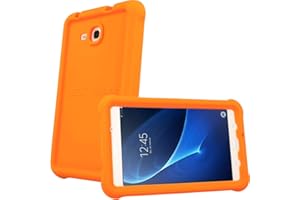 TECHGEAR Coque Bumper pour Samsung Galaxy Tab A 7.0 Pouces 2016 (Séries SM-T280) Coque de Protection Caoutchouc Résistante aux Chocs avec Bords et Coins Renforcés + Film de Protection [Orange]
