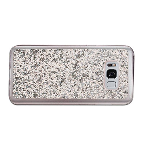 Funda para Samsung Galaxy S8 el caso Soft TPU Silicona de protecci  n de la cubierta Slim Fit Shell a prueba de choque con el brillo Bling suelta de polvo Solaxi - plata