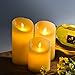 Produktbild Uping LED Kerzen echtwachs elektrische batteriebetriebene Teelichter flackernde bewegliche Flamme 10 Tasten Fernbedienung und Timer 3er Pack warm weiß