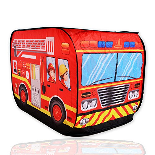 Fire Truck Playouse Tent Toy - Hanmun ZM17014 2017 New Designed Fire Engine Vehicle Toy Container Indoor/Outdoor Activity Great for Garden Bedroom Beach Play Area for Kids Toddlers