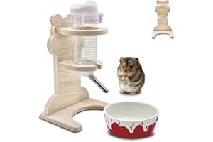 WVU & WVO Botella para hámster con soporte, bebedero para roedores de 125 ml y comedero para hámster, accesorio para hámster