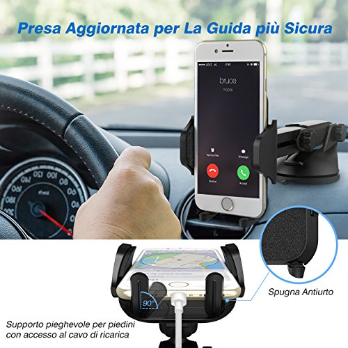 Mpow Supporto Smartphone Auto Cruscotto, Supporto Auto Smartphone Universale, Porta Cruscotto Parabrezza Cellulare Culla per iPhone X/8/8Plus/7/6s/6Plus/5S/5, Samsung Galaxy S8 S7 S6 S5, Nexus 5x/6p