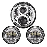 Paquete incluye: Un redondo LED faro de 7 pulgadas, 2 faros antinieblas de 4.5 pulgadas, un adaptador de H4 a H13.