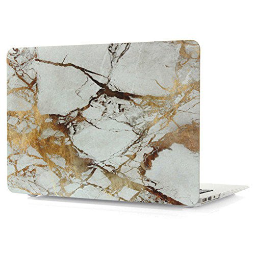hibote MacBook Pro 13,3 „Fall mit Retina Display, Soft-Touch-Kunststoff-Hartschalen-Snap On Carrying Case Cover für Apple MacBook Retina 13-Zoll-A1502 / A1425 Marmor-Weiß / Gold - 2