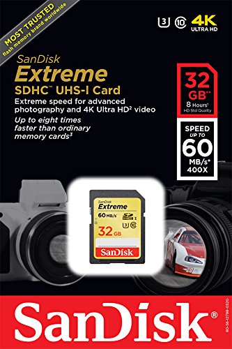 SanDisk Extreme SDHC 32GB bis zu 60 MB/Sek, Class 10, U3 Speicherkarte - 4