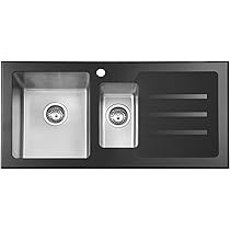 White Glass Top Kitchen Sink 1 Stainless Steel Bowl Lefthand