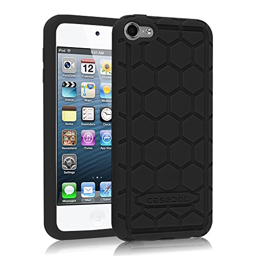 Preisvergleich Produktbild Fintie iPod Touch 6 Hülle - [Bienenstock Serie] Leichte Rutschfeste Stoßfeste Silikon Schutzhülle Tasche Case für Apple iPod Touch 6G 6. Generation 2015, Schwarz