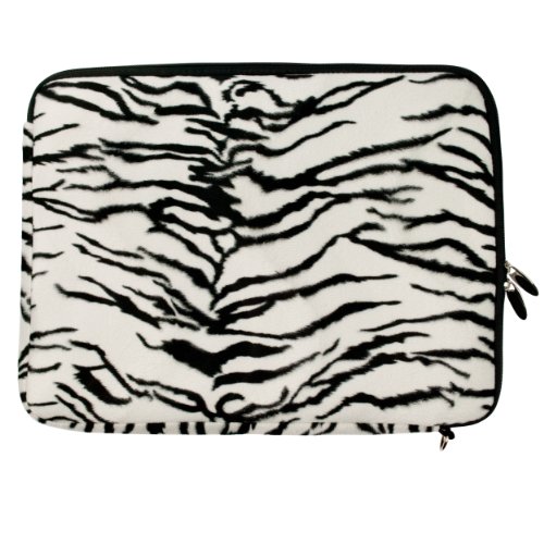 Vangoddy Kunstfell Notebook-Schutzhülle für 39,6 cm (15,6 Zoll) Notebooks, Hülle Shock Resistant Stoßfest Pouch Notebooktasche 39,6 cm (15,6 Zoll) Notebook für Acer Aspire Style Sony Vaio Asus Fujitsu Lifebook Samsung Serie Toshiba Satellite Apple Macbook Pro HP (schwarz-weiß Zebra) - 2