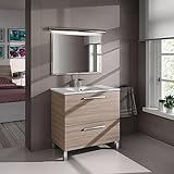 Gran capacidad de almacenaje. SERMAHOME Conjunto de Baño modelo CITY. Mueble de Lavado + Espejo + Lavabo. Color Cambrian/Blanco. Medidas Mueble: 80 cm alto x 80 cm ancho x 45 cm fondo. Medidas Espejo: 57 cm alto x 80 cm ancho.