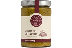 LA PISTACHERIA Pesto De Pistacho Gourmet Ideal Para Pasta Entrantes Y Recetas Mediterráneas Sabor Intenso Textura Cremosa Salsa Natural Lista Para Usar Producto de Calidad (500 gr)
