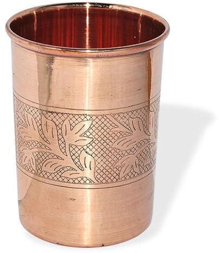 Zuivere koperen glazen drinkwaterset van 4 Ayurvedische gezondheid Pure Tumblers koperen bekers 10,14 oz 300 ml (half gehamerd