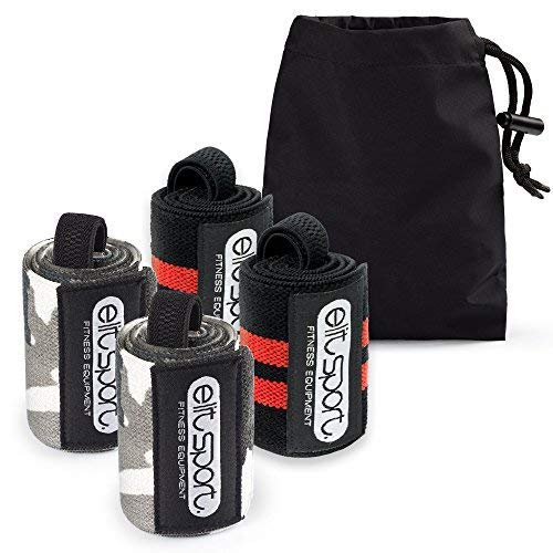 ELIT SPORT Muñequeras Deportivas Heavy Duty Ideales para Crossfit Weightlifting (2 Pares / 4 Muñequeras) 
