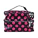 SupplyEU Polka Dots Pattern Double Layer Dual Zipper Makeup Case Cosmetic Hand Bag Tool Storage Toiletry With Mirror