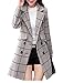 Smile YKK Stylish Winter Women Wool Grid Long Sleeve Lapel Coat Outwear Jacket Beige L